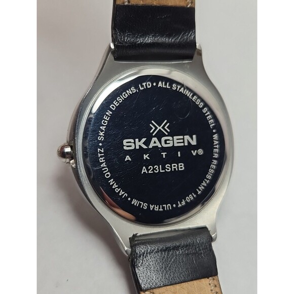 Rare Skagen Aktiv A23LSRB Mens Slim Watch Black Dial Quartz New Battery Works - Picture 12 of 12